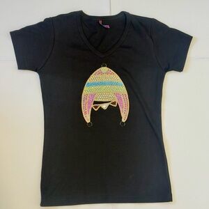 Black T-Shirt with Colorful Peruvian Hat Design